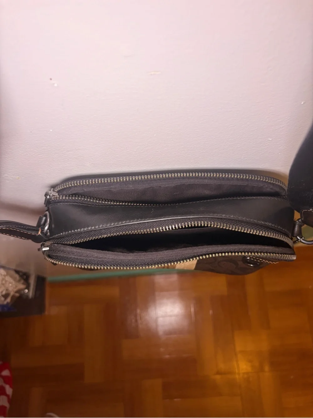 Coach Men’s Brown Signature Canvas Messenger with Tan Stripe